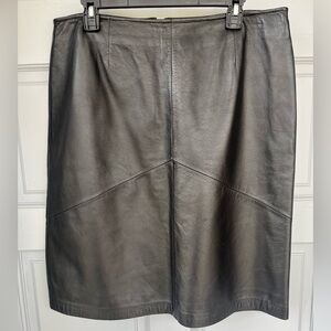 Apostrophe Leather 100% Genuine Leather MIDI Skirt, Black Elegant, Women’s Sz 16